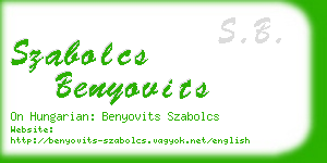 szabolcs benyovits business card